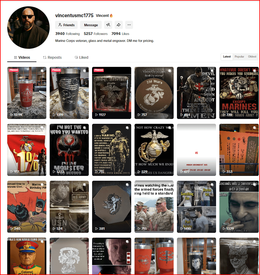 Vincent - Marine Corps veteran & engraver